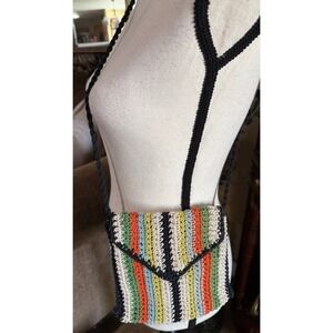 Bobbie Jerome made in Italy vintage boho multi-color crochet crossbody‎ purse